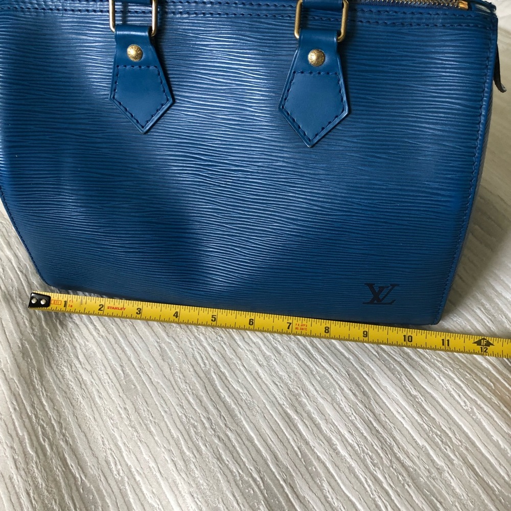 LOUIS VUITTON LV Logo Speedy 25 Travel Hand Bag Epi Leather Blue VI 0992 - Picture 9 of 14